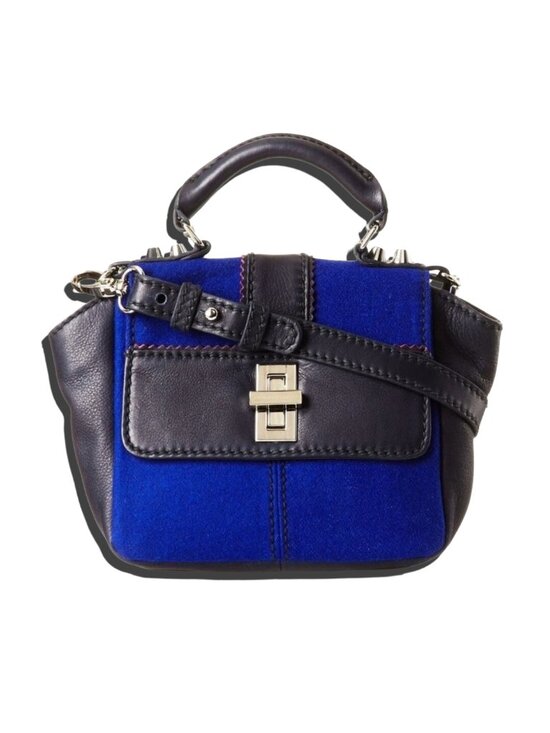Charlotte Ronson Handbags - NWT CHARLOTTE RONSON Blue Wool & Black Leather Panel Small Crossbody Handbag